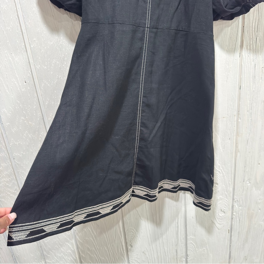 En Saison Black Midi Dress with Puff Sleeves - Picture 6 of 10